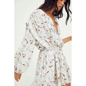Free People Flower Fields Dress in Light Combo colour long sleeve button front S
